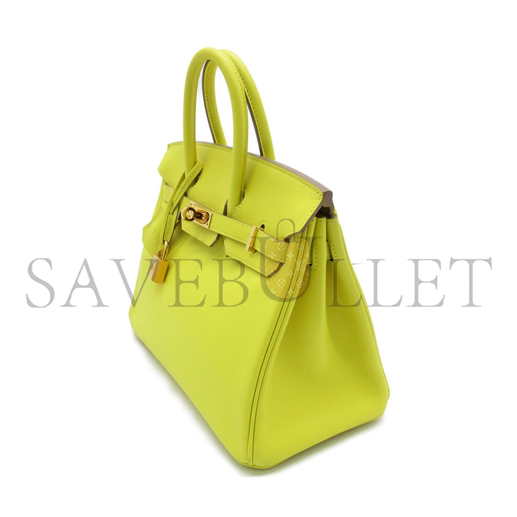 H**mes master birkin 30 togo lemon yellow nylon blue lining gold buckle h028369cc9r (30*23*15cm)
